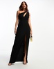 Vesper cut out dress with high split in black