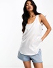 River Island satin scoop neck tank in silver