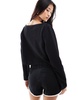 Cotton On long sleeve boat neck crop top in black