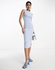 Vila sleeveless midi dress in blue checkerboard floral