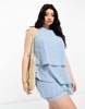 River Island Plus denim eyelet romper in light wash