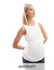 Mamalicious Maternity fine ribbed tank top with nursing functionality in white