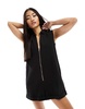 ASOS DESIGN twill zip through romper in black