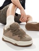 Bershka chunky low top sneakers in brown