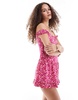 Motel Exclusive aca floral print ruffle hem cami mini dress in pink