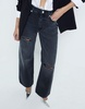 River Island barrel leg jeans with embellished detail in black