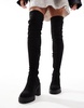 ASOS DESIGN Kaz chunky heeled over the knee boots in black