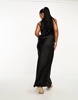 River Island Plus satin maxi dress in black