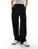 ASOS DESIGN pull on smart wide leg elasticated waist pants in black