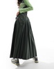 COLLUSION plaid maxi skirt kilt in green