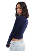 ASOS DESIGN knitted long sleeve top with crew neck in navy