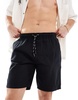 Brave Soul lightweight cotton elasticated waist shorts in black