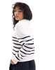 Mango half zip striped sweater in white