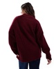 ASOS DESIGN crew neck oversized boucle sweater in burgundy