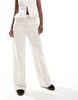 Mango oversized straight leg jeans in white