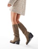 ASOS DESIGN Celia leather western pull on boots in taupe suede