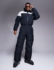 ASOS 4505 Ski insulated puffer water repellent ski suit in black and white