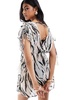 Accessorize tiger print beach caftan in white