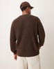 ASOS DESIGN knitted relaxed fisherman rib zip up bomber sweater in brown