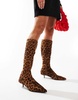 ASOS DESIGN Certain extreme mini kitten heel sock knee boots in leopard