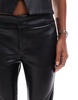 Bershka faux leather flared pants in black