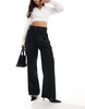 Mango belted tailored pants in black