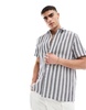 ASOS DESIGN relaxed textured shirt in navy stripe