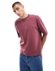 ASOS DESIGN boxy oversized t-shirt with back print in burgundy