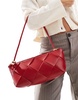 ASOS DESIGN structured weave shoulder bag with gold ball detail straps in red