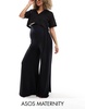 ASOS DESIGN Maternity jersey palazzo beach pants in black