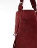 ASOS DESIGN suede tote bag with buckle detail in burgundy