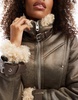 Bershka shearling jacket in brown