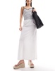 COLLUSION beach linen maxi skirt with bow in white