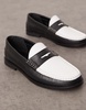 ASOS DESIGN penny loafers in black and white leather