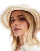 Accessorize stripe straw bucket hat in white/natural