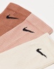 Nike Training Everyday Plus Cushioned 3-pack crew socks in brown and beige