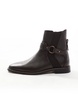 ASOS DESIGN chelsea boots in brown leather with strap and buckle