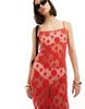 Cotton On cami maxi dress in summer red crochet