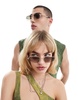 Le Specs metagalactic rectangle sunglasses in gold