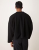 ASOS DESIGN super oversized cropped heavyweight rib henley sweater in black