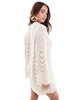 Mango crochet long sleeve mini dress in white