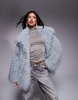 River Island faux fur jacket in light blue