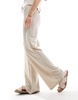 Mango slouchy straight leg tailored pants in beige - part of a set