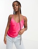 River Island asymmetric satin cami top in pink