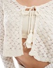 Vila crochet stretch tie front cardigan in cream