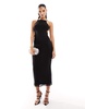 ASOS DESIGN mesh halter maxi dress with extreme cut out back detail in black