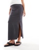 Mamalicious Maternity jersey maxi skirt in magnet gray