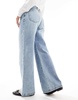 Cotton On relaxed wide leg jeans with shoelace waist detail in oasis blue