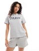 Cotton On oversized t-shirt in gray heather with Paris graphic