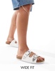 ASOS DESIGN Wide Fit Famous double strap western sandals in white